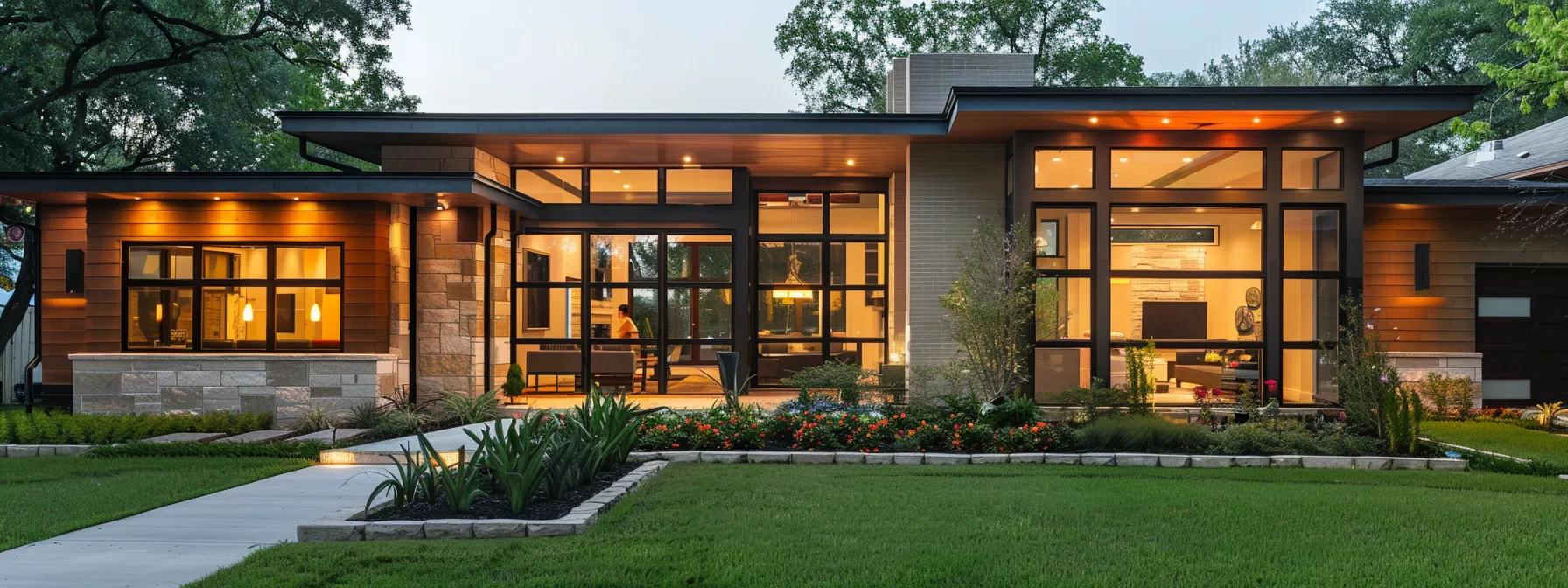 a modern, stylish home showcases a newly installed sliding glass door, featuring sleek lines and a low-emissivity glass design that enhances both the elegance of the exterior and the energy efficiency of the indoor space.