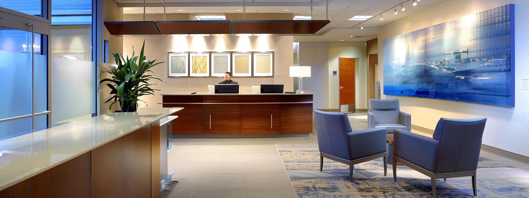 a sleek, modern office setting showcases a table with a clear, detailed cost factors chart for replacement windows, alongside a professional consultant explaining energy savings and investment value to engaged homeowners, all under vibrant, warm lighting that emphasizes the room's contemporary design.