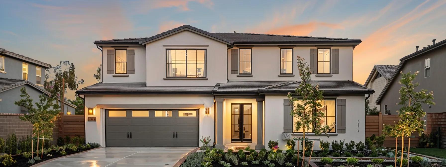 a modern california home showcases sleek, energy-efficient dual-pane vinyl windows, highlighting the spacious, sunlit interior with an inviting view of a clean, suburban neighborhood and a freshly upgraded exterior that enhances curb appeal.