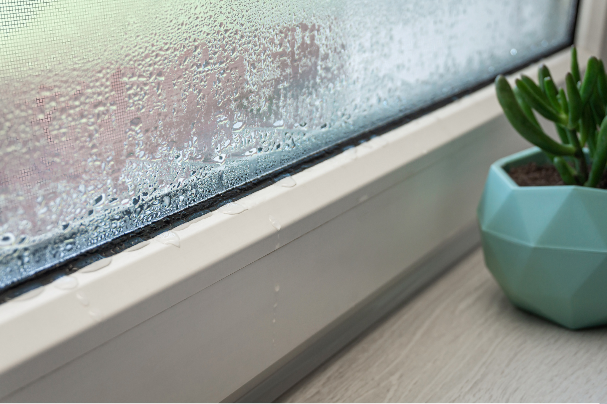 a window with water drops on it